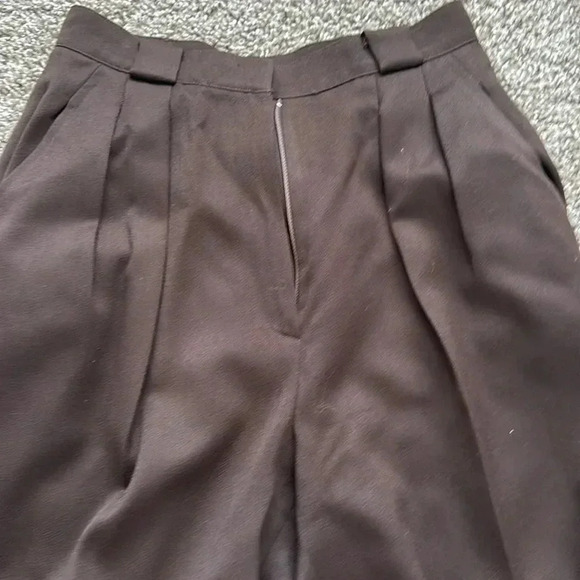 Anne Klein high wasted chocolate wool trousers - Picture 6 of 9